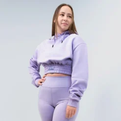 Women's CroppedHeavyweight Fleece Hoodie -Boxing Supply Hub rival 2024 cropped hoodie front purple 01
