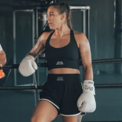 Women's Shorts With Compression Lining -Boxing Supply Hub rival 2024 womens compression shorts front black 03