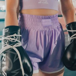 Women's Shorts With Compression Lining -Boxing Supply Hub rival 2024 womens compression shorts front purple 02