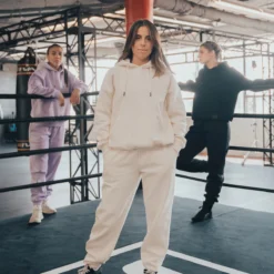 Women's Oversized Heavyweight Fleece Hoodie -Boxing Supply Hub rival 2024 womens hoodie front cream 04