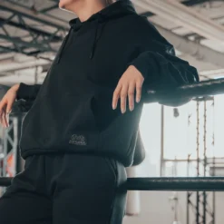 Women's Oversized Heavyweight Fleece Hoodie -Boxing Supply Hub rival 2024 womens hoodie side black 01